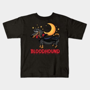 Funny Dachshund Vampire Bloodhound Halloween Kids T-Shirt